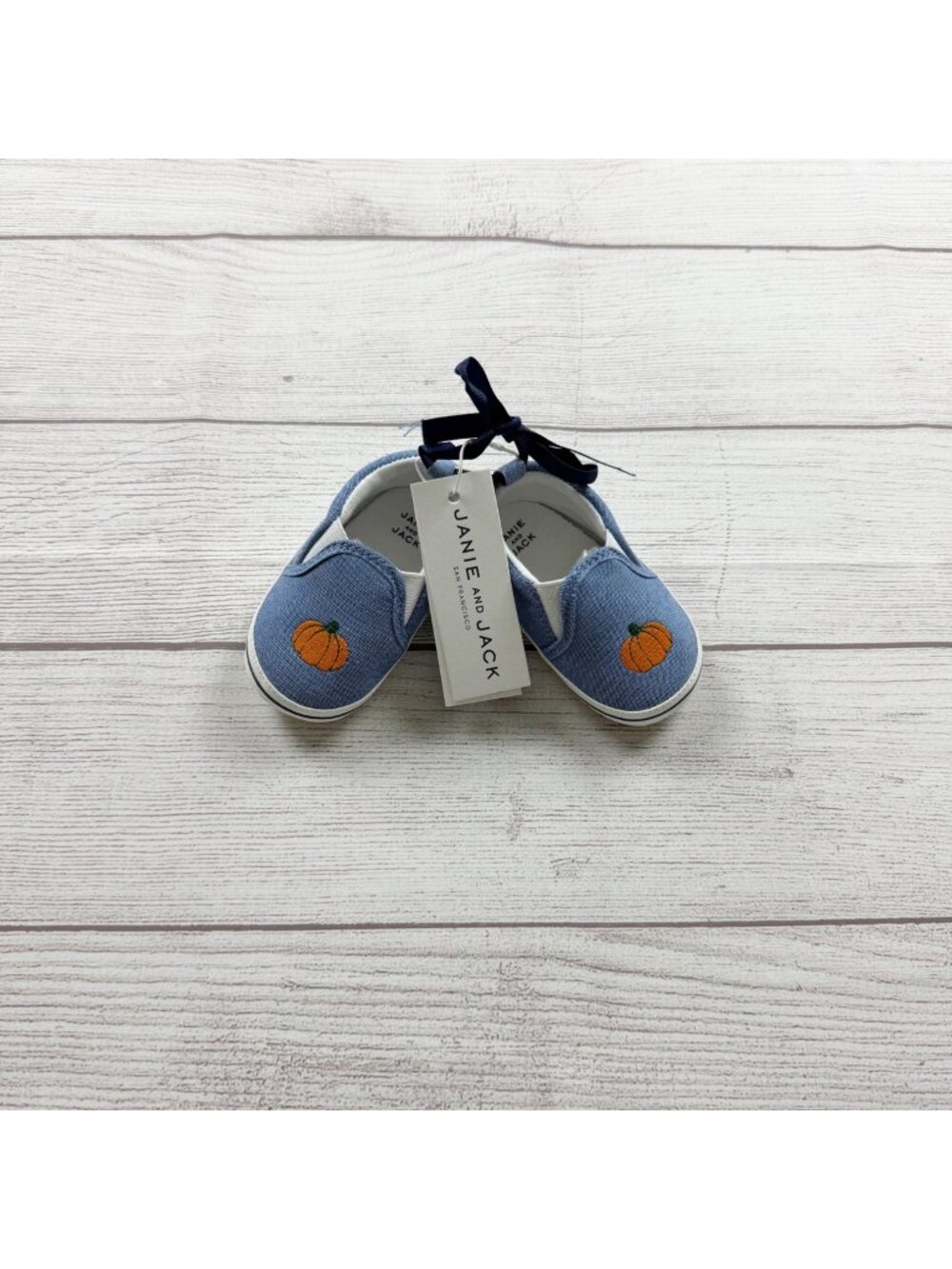 Janie And Jack Baby Pumpkin Denim Slip On Shoes NWT 6-12 Months